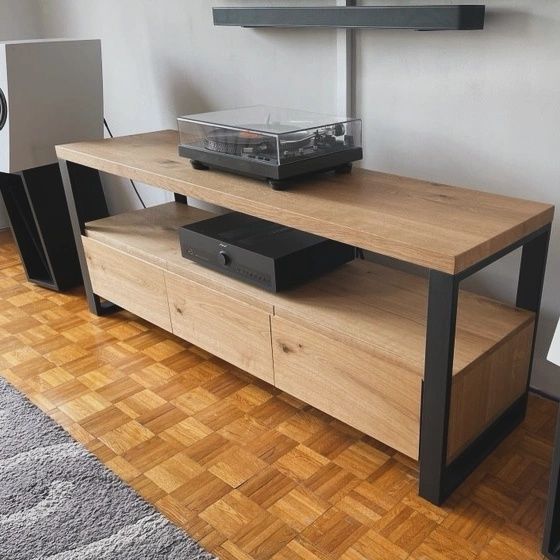 Szafka RTV dębowa LOFT 200X40X54