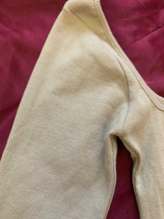 Боді лонгслів з рукавами в рубчик, квадратний виріз