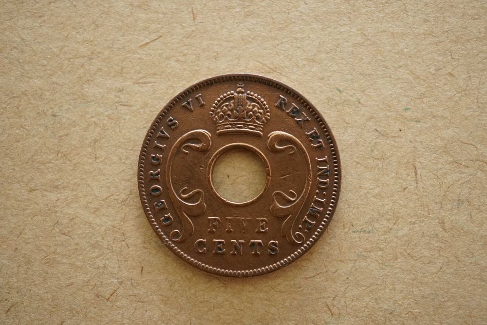 Lote 4 Moedas de centavos da África Oriental - George VI