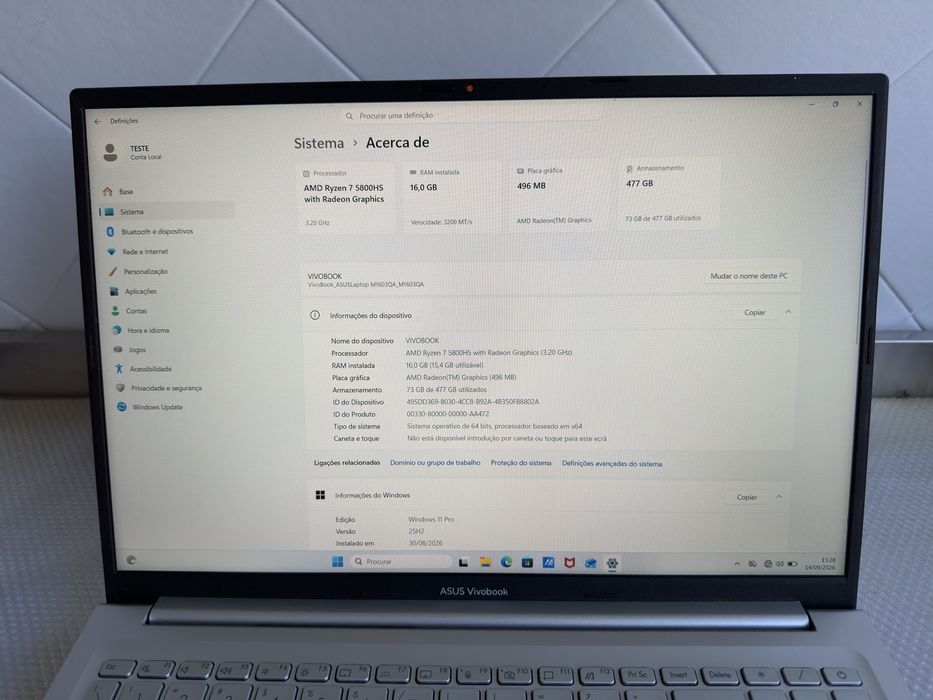 Notebook ASUS Vivobook 16X M1603Q | Ryzen 7 | 16” | 512GB SSD NVMe | Windows 11 Pro