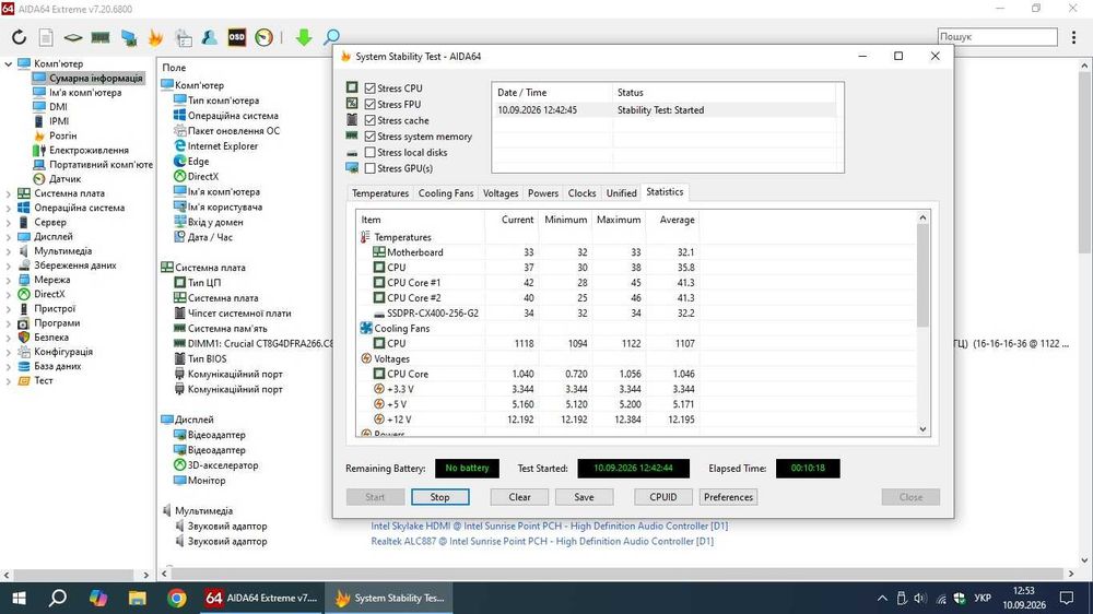 Системний блок I3-6100 3,7 GHz, DDR4 8 Gb, SSD 256 Gb