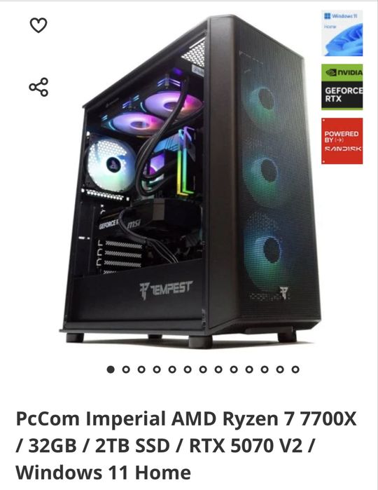 PcCom Gaming NOVO Imperial AMD Ryzen 7 7700X / 32GB / 2TB SSD / RTX 5070 V2 / Windows 11 Home