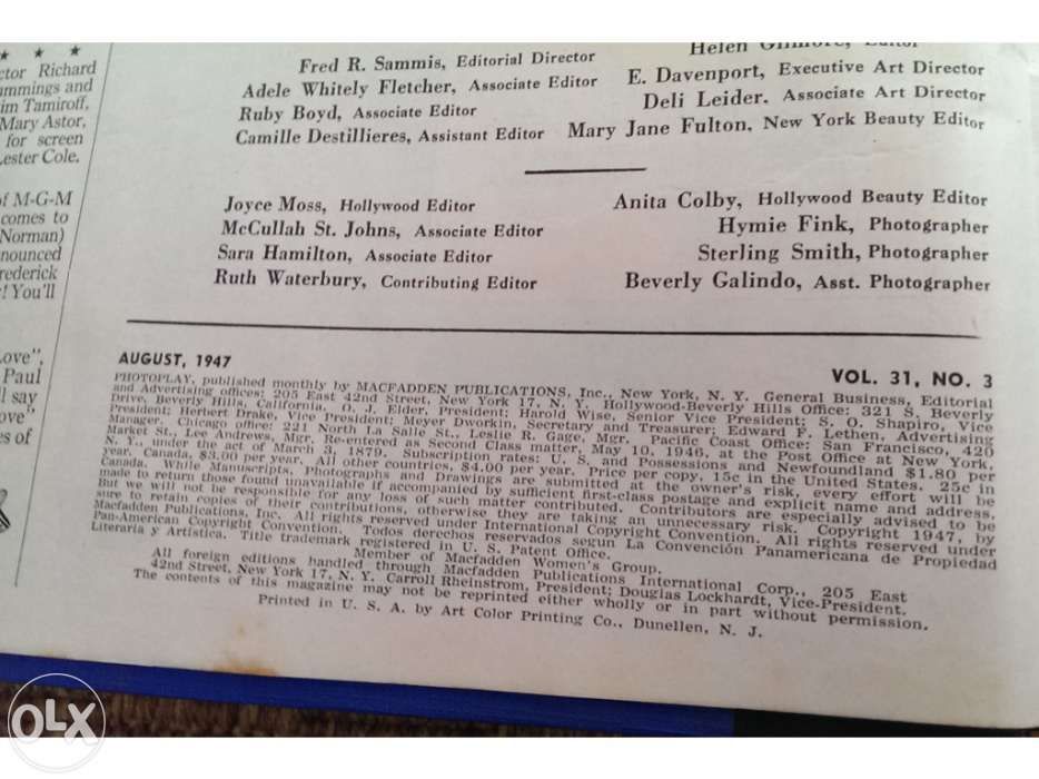 Photoplay Magazine (5 exemp.) encadernado