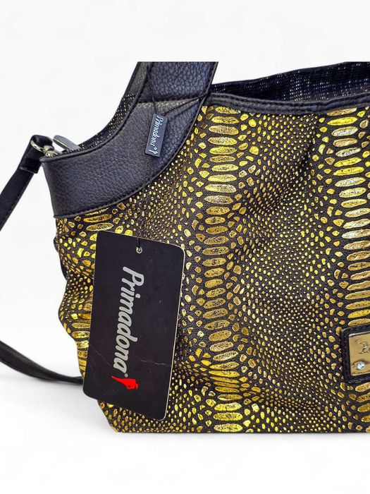 Mala Primadonna Preta & Dourado – Modelo Shoulder/Crossbody
