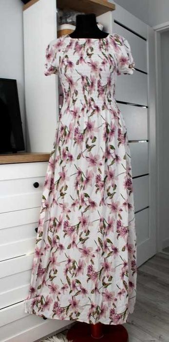 Miaozixin długa sukienka bawełna floral cottage S