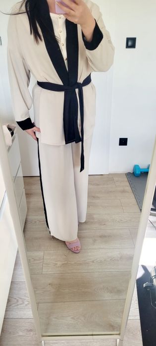 Komplet beżowy garnitur damski elegancki xxxl beżowy