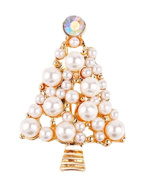 Broszka świąteczna bałwanek z kryształkami