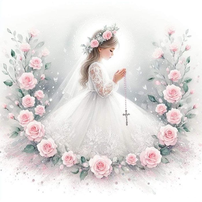 Komunijny opłatek na tort dla dziewczynki