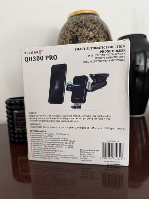 Uchwyt samochodowy indukcyjny Feegar QH300 PRO 15W