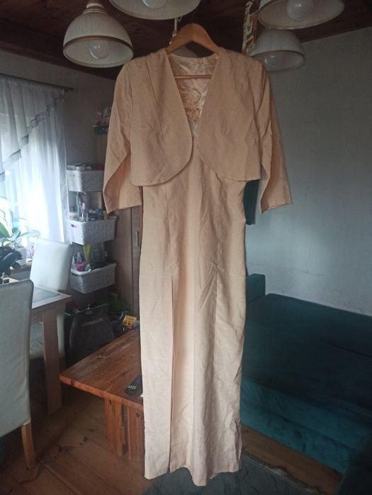 Damski komplet suknia żakiet szal r. M/L