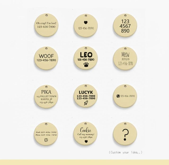Pet Name Tag Dog Cat placa de identificação para cães e gatos