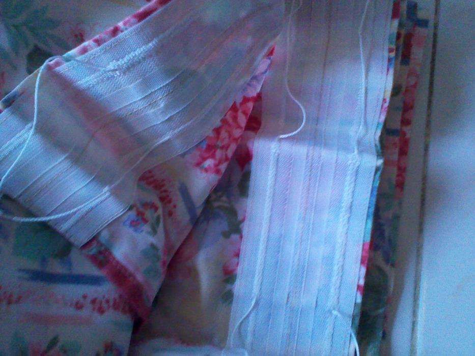 1 par de cortinas vermelho floral novas