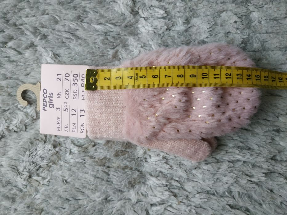 Nowy komplet/czapka/rękawiczki/różowy/złote kropki/prezent/Pepco/r.52