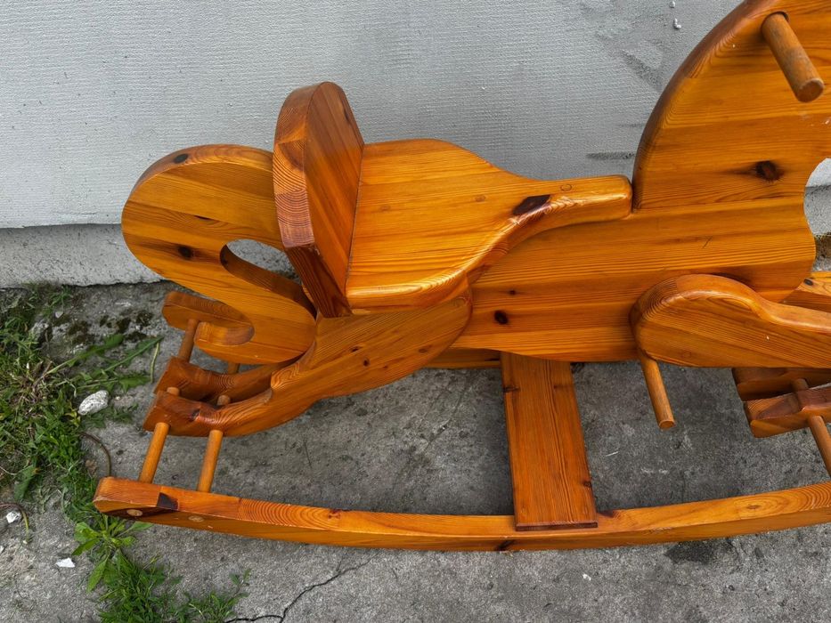 Drewniany koń na biegunach lata 60 Design Mid-Century Modern vintage