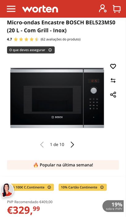 Micro ondas de encastre Bosch - Novo