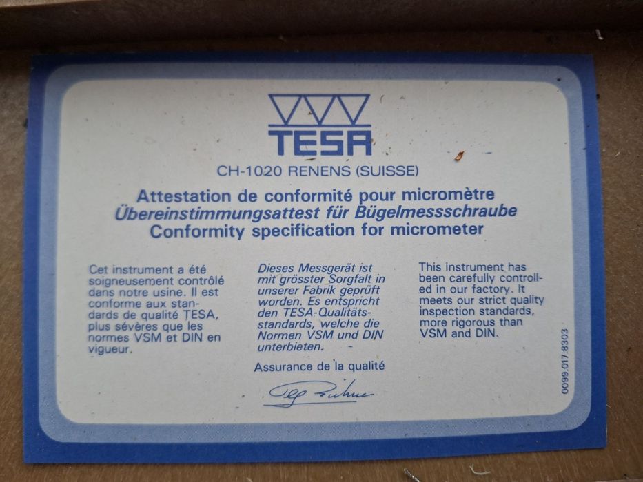 Микрометр Tesa Швейцария