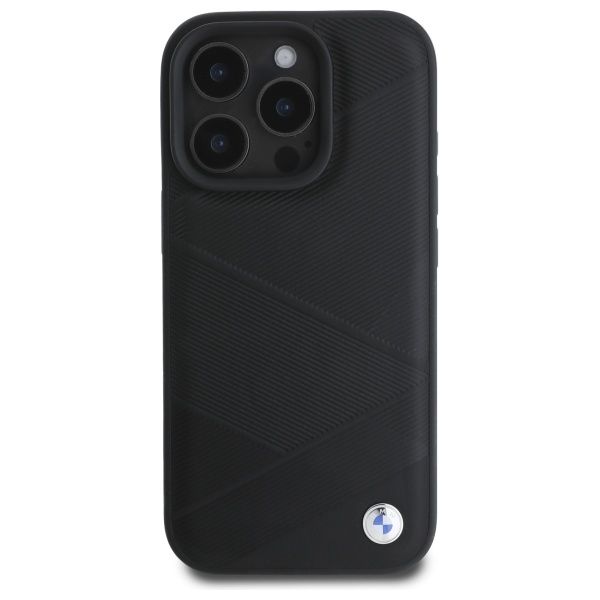 BMW BMHCP16X23RCGPK iPhone 16 Pro Max 6.9 czarny/black hardcase Sign Leather Crossing Lines Pattern