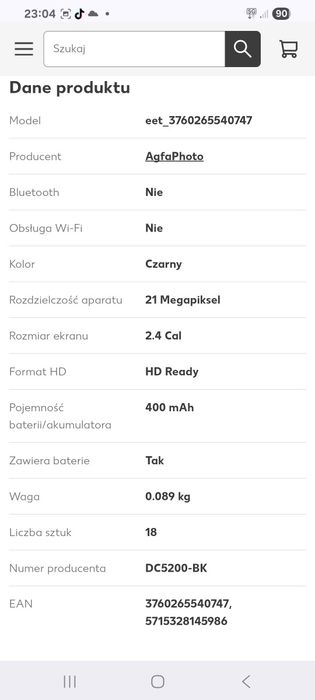 Aparat cyfrowy  AGFAPHPTO