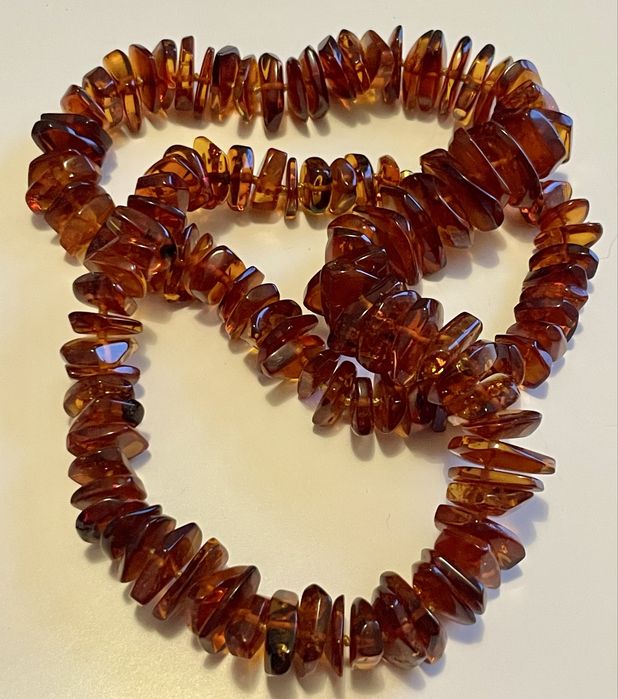 Naszyjnik kolia łańuch bursztyn bałtycki piękny kolor. PRL