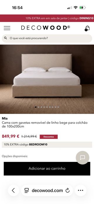 Cama nova DECOWOOD, modelo Mia para colchão 100x200
