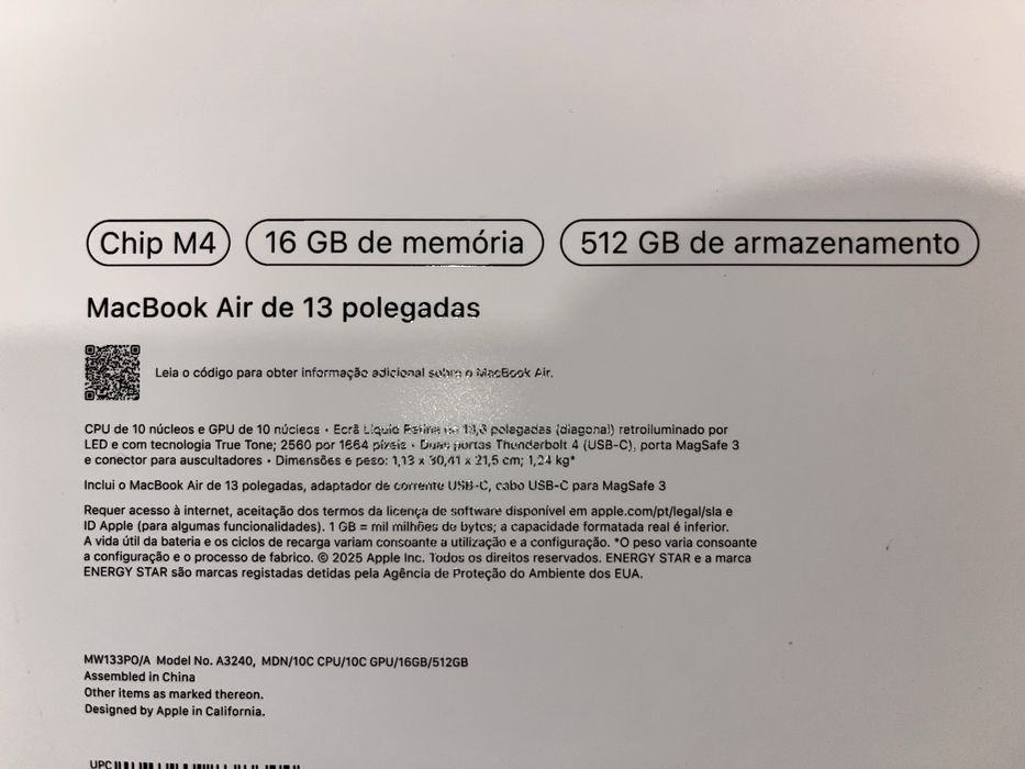 MacBook Air 13 2025 M4 512GB Selado