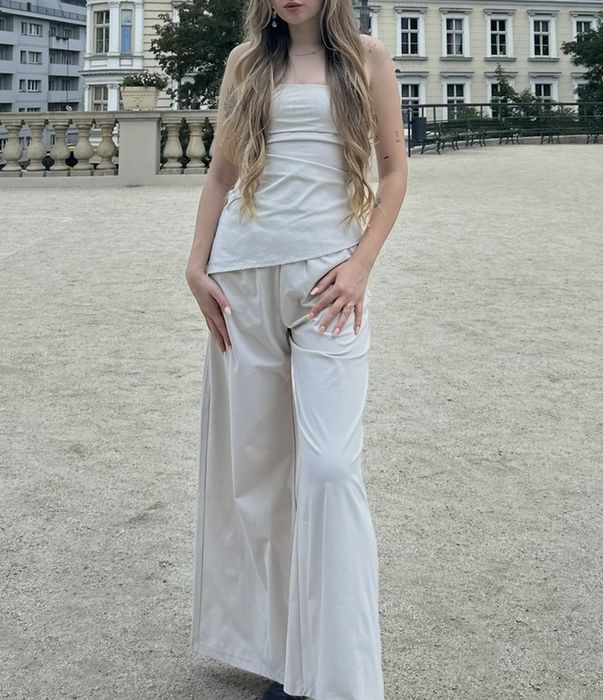 Beżowy komplet top bluzka spodnie reserved s m