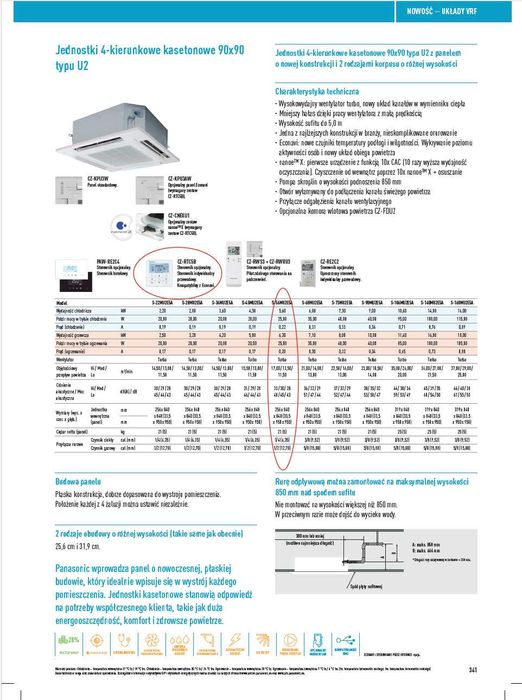 Panasonic pompa ciepła klimatyzacja 31 kW, U-10MF3EB, kompletna.