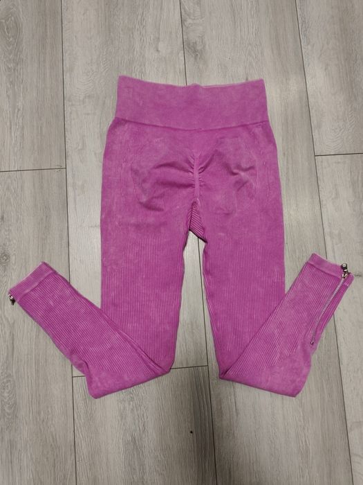 Legginsy prążkowane marszczone rozm s