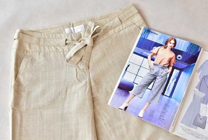 Reserved spodnie damskie kuloty bermudy 38 M beżowe na lato