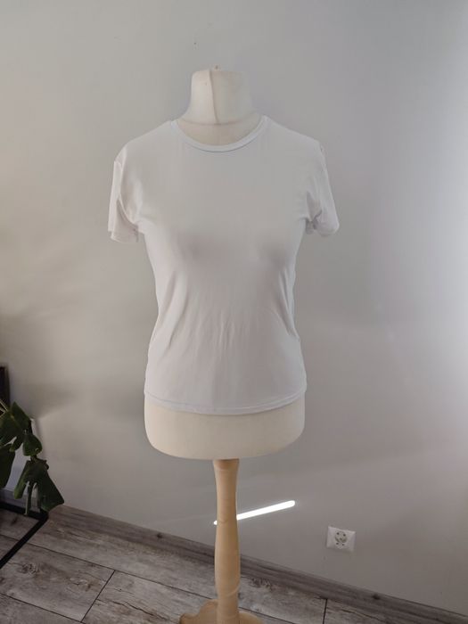 Biała koszulka h&m L Basic top gładki