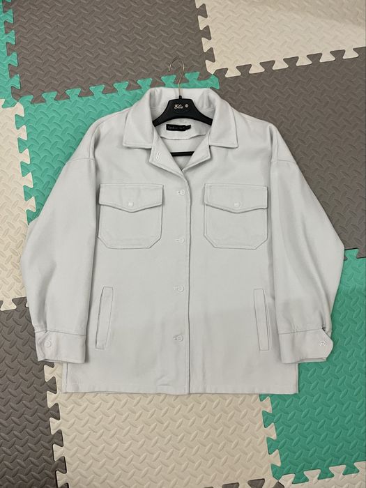 Сорочка кашемірова біла рубашка оверсайз кашемир куртка