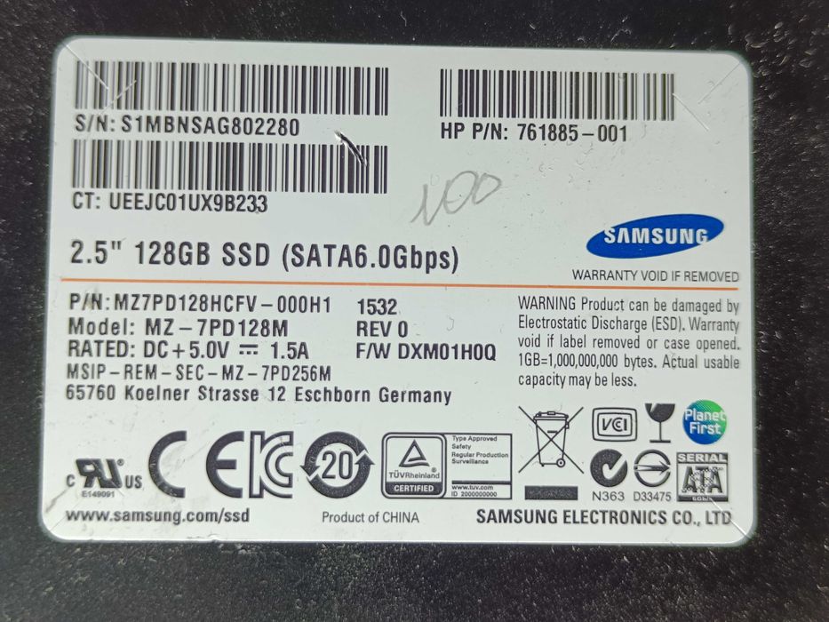 SSD диск ССД SAMSUNG 128GB 100% здоровя 7PD128M Надійний та якісний ССД!