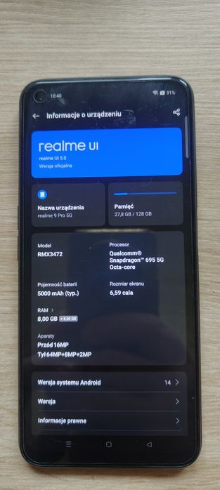 Sprzedam telefon Realme 9 Pro 5G