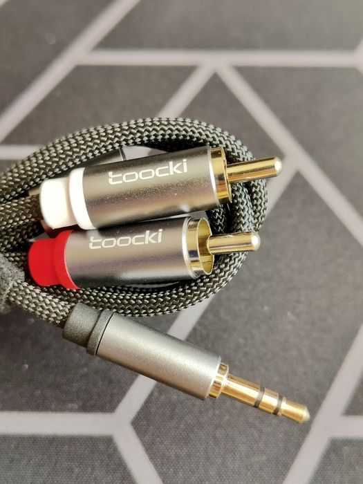 AUX HiFi аудіо кабель Toocki 2 метра, 3,5мм на 2*RCA (тюльпани)