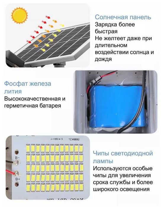 Прожектор уличный фонарь светодиодный 500 W на солнечной батарее