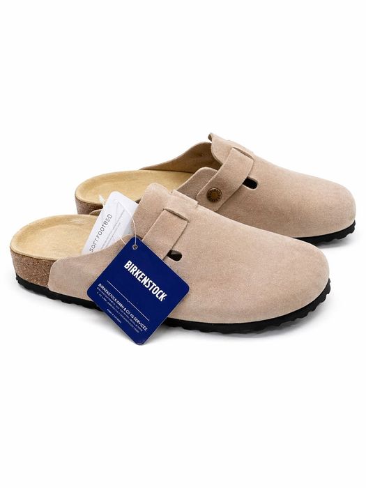 klasa i styl  - nowe Birkenstock Boston Taupe beżowe prawdziwy zamsz rozm. 39 dł. 25 cm wysyłka gratis