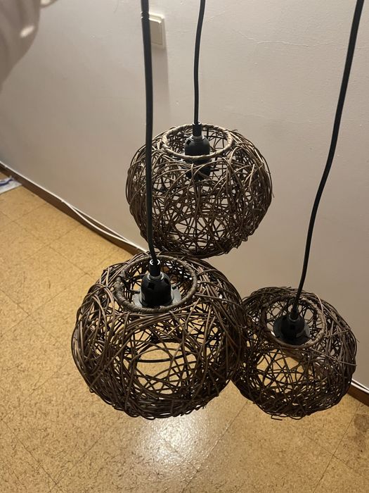 Candeeiro de tecto em rattan castanho
