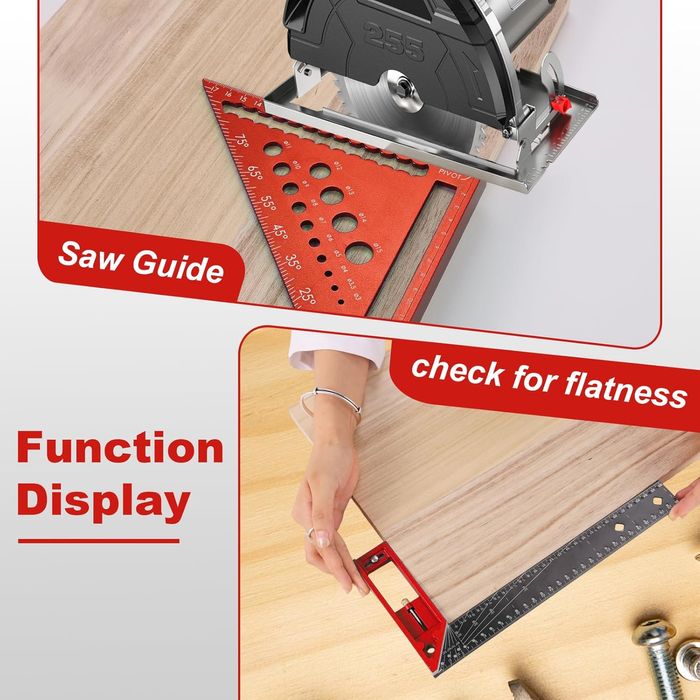 Wielofunkcyjne Kątowniki 180mm i 300mm Czerwone do Obróbki Drewna