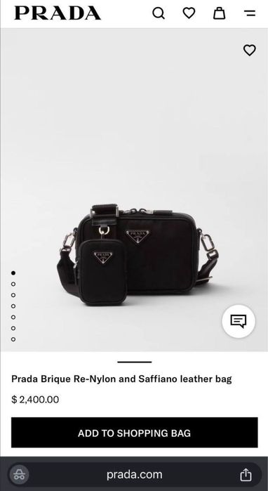 Сумка Prada Re-Nylon 2VH070 Brique нейлонова чорна чоловіча мужская