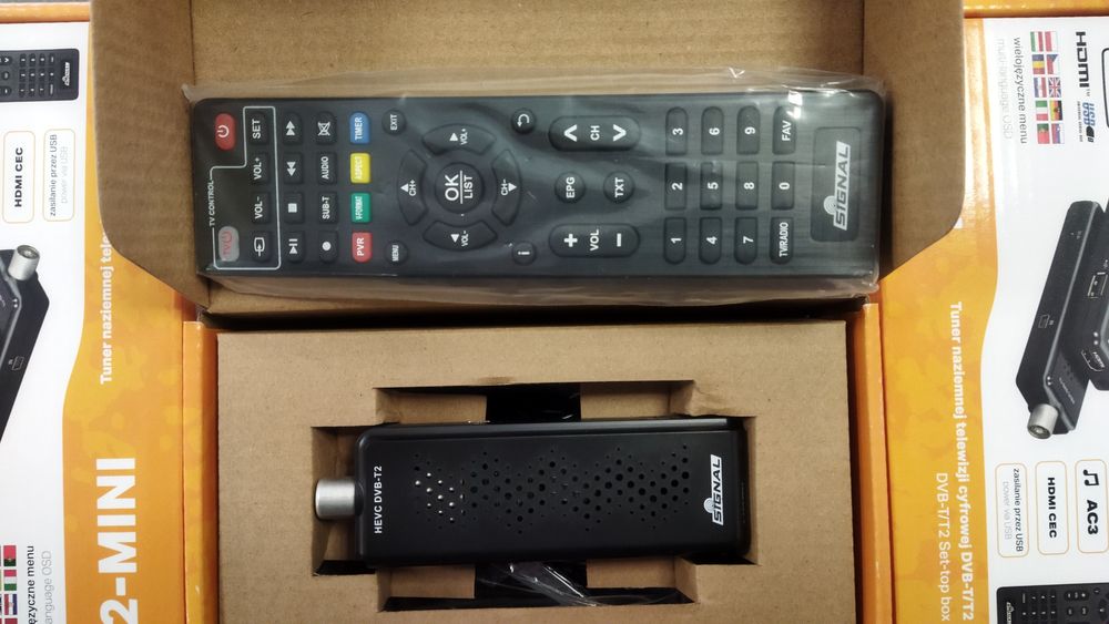 NOWY Tuner dekoder DVB-T mini Signal dvbt2 hevc h265. Tuner naziemnej