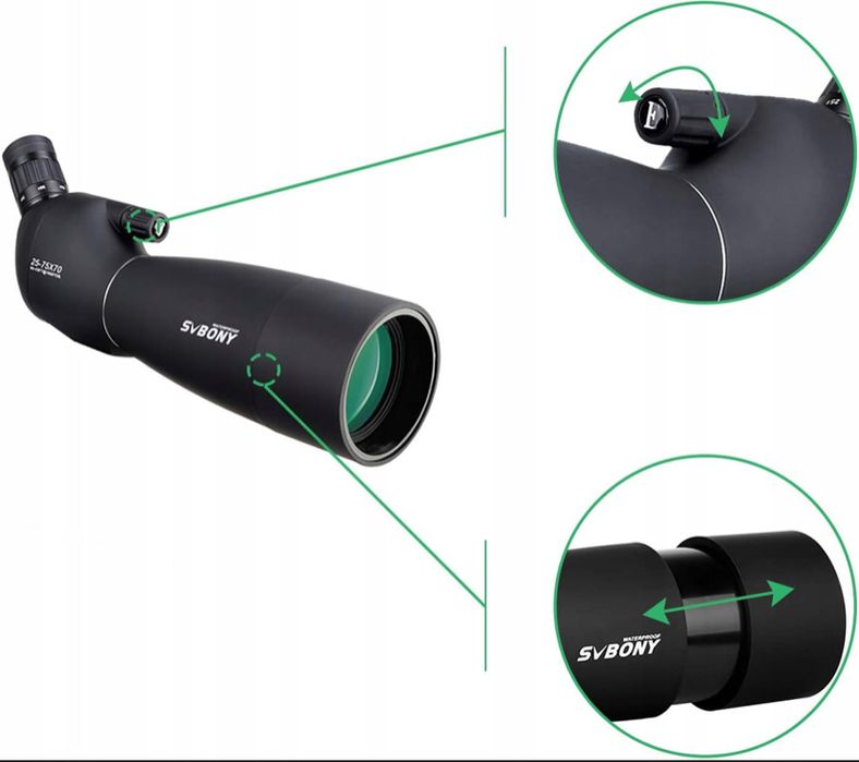 Svbony SV28 Teleskop obserwacyjny 25-75X70 z Adapterem