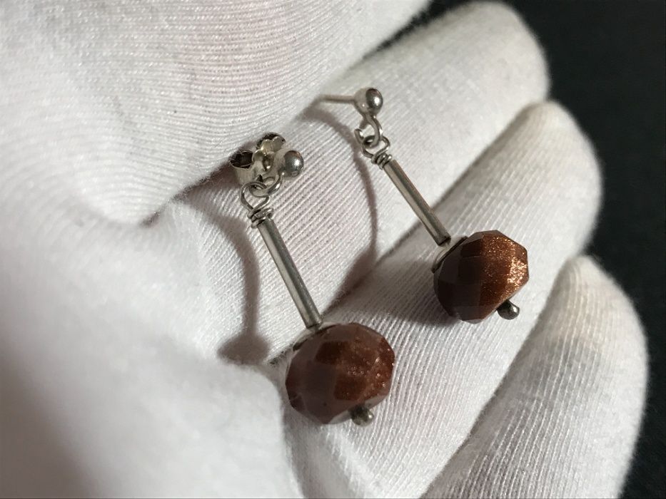 #34 Oryginalne, srebrne kolczyki z "piaskiem pustyni"