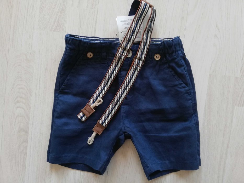 Calções menino mistura linho c/ suspensórios "Zara" - A Estrear!