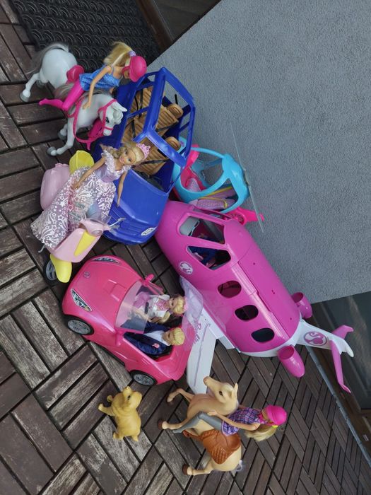 Zabawki Barbie Auto Helikopter Koń Duży zestaw