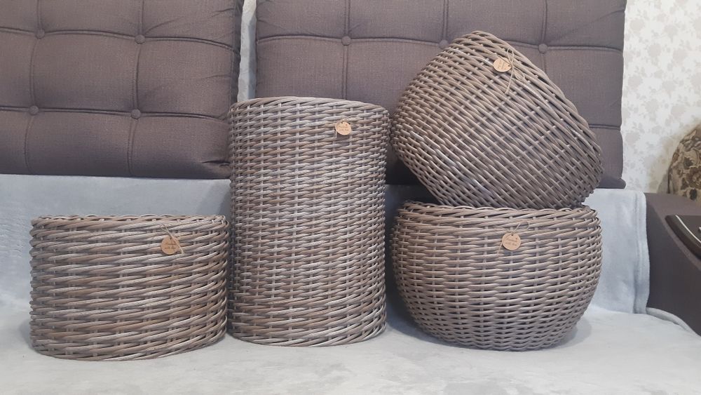 Кашпо з ротангу.  Колір- "Вінтаж "