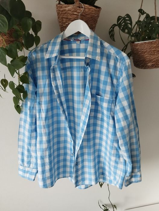 Bawełniana męska koszula w kratkę, błękitna, niebieska, kratka, r.XL B