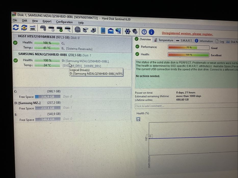 Disco SSD NVMe Samsung MZALQ256HBJD-00BL   256GB