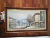 Quadro a óleo assinado pintura de dama e Rosas moldura dourada Carcavelos E  Parede • OLX Portugal