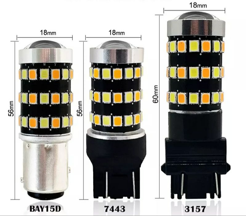 Лампа светодиодная ДВУХЦВЕТНАЯ желтый+белый для указателей поворот ДХО