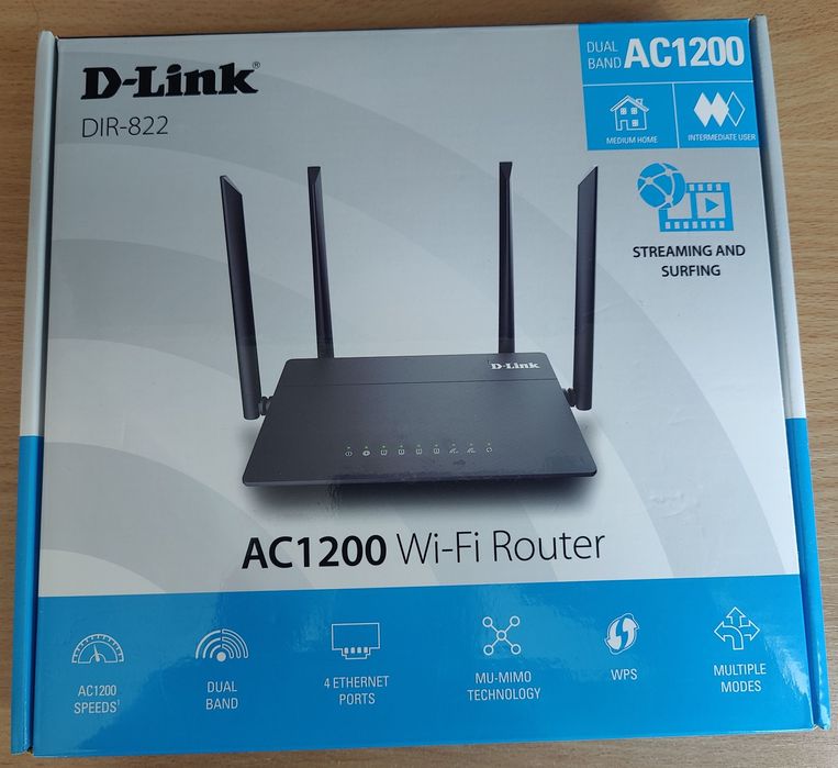 Маршрутизатор D-Link DIR-822 AC1200 2.4GHZ + 5GHZ